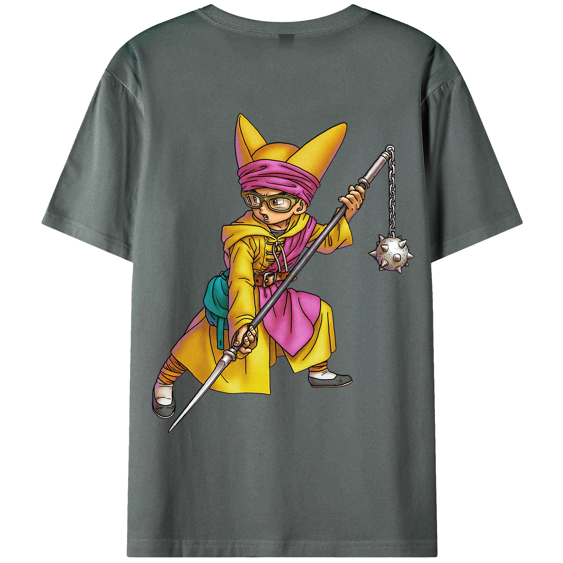 （画像用） ドラゴンクエスト Doragon Kuesuto Dragon Quest 綿100％ メンズ半袖Tシャツ（バックプリント） 通気性